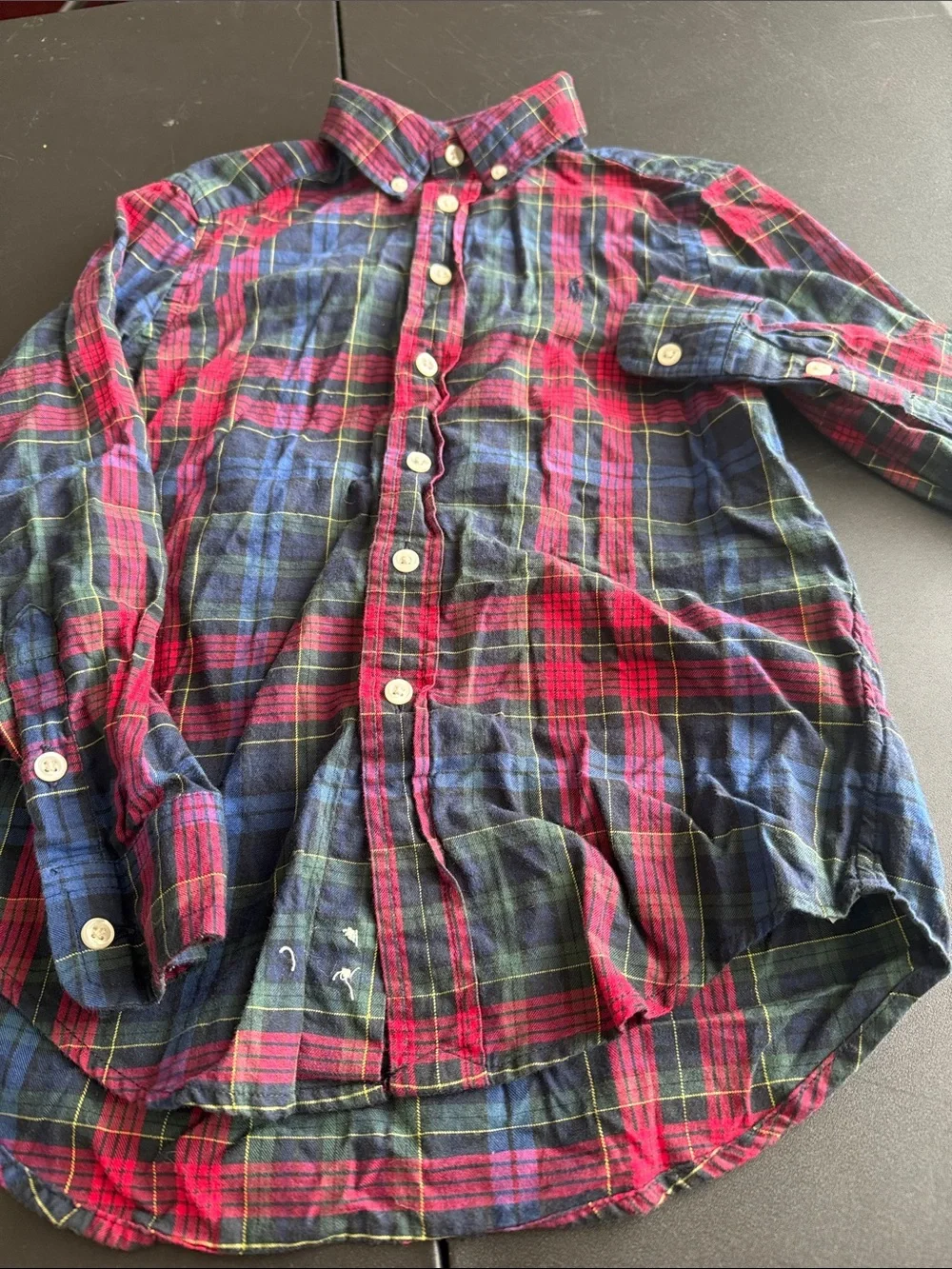 Ralph Lauren Red, Navy & Green Plaid Flannel Shirt